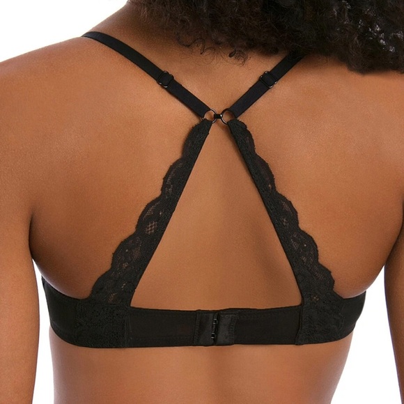 \No Boundaries Women's All Over Lace Push Up Black Bra Converts to Racerback NEW - Picture 2 of 3